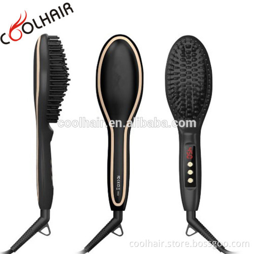 Black color Hair Straightener Brush MCH heating technology, Auto Temperature Lock